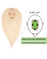 Blond #60 Volumateur 14 pouces (Topper) Perte De Cheveux Sur La Séparation De Cheveux (Dimensions: 2.75 pouces x 5 pouces, Poids: 45g) Cheveux Remy Hair